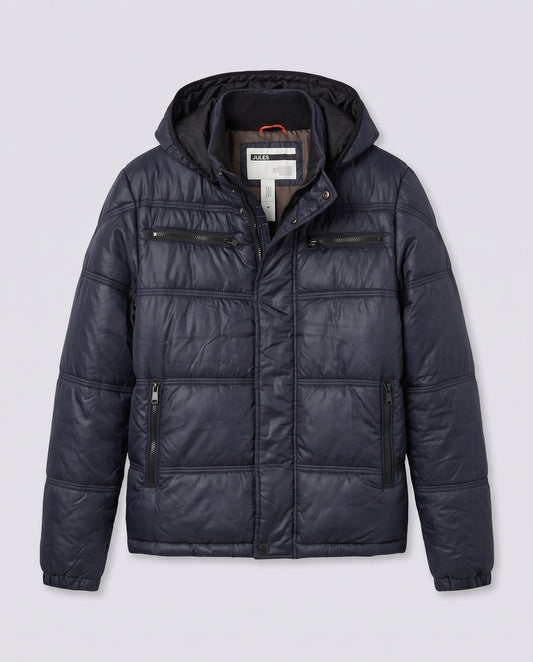 Veste doudoune matelassée à capuche marine