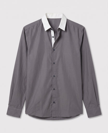 chemise grise col blanc