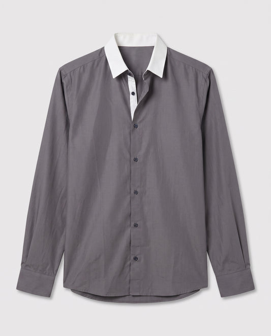 chemise grise col blanc