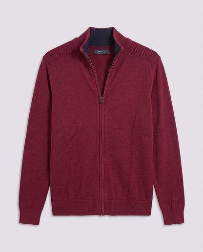 Pull zippé bordeaux