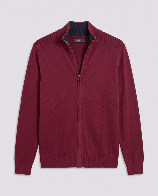 Pull zippé bordeaux