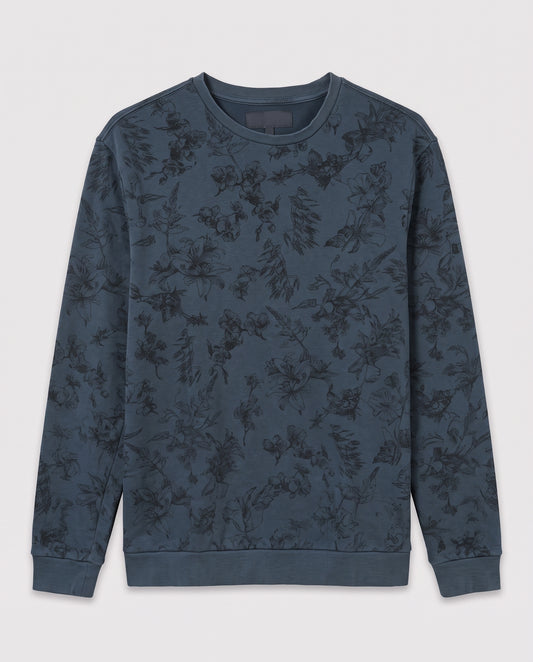 Pull bleu à motifs