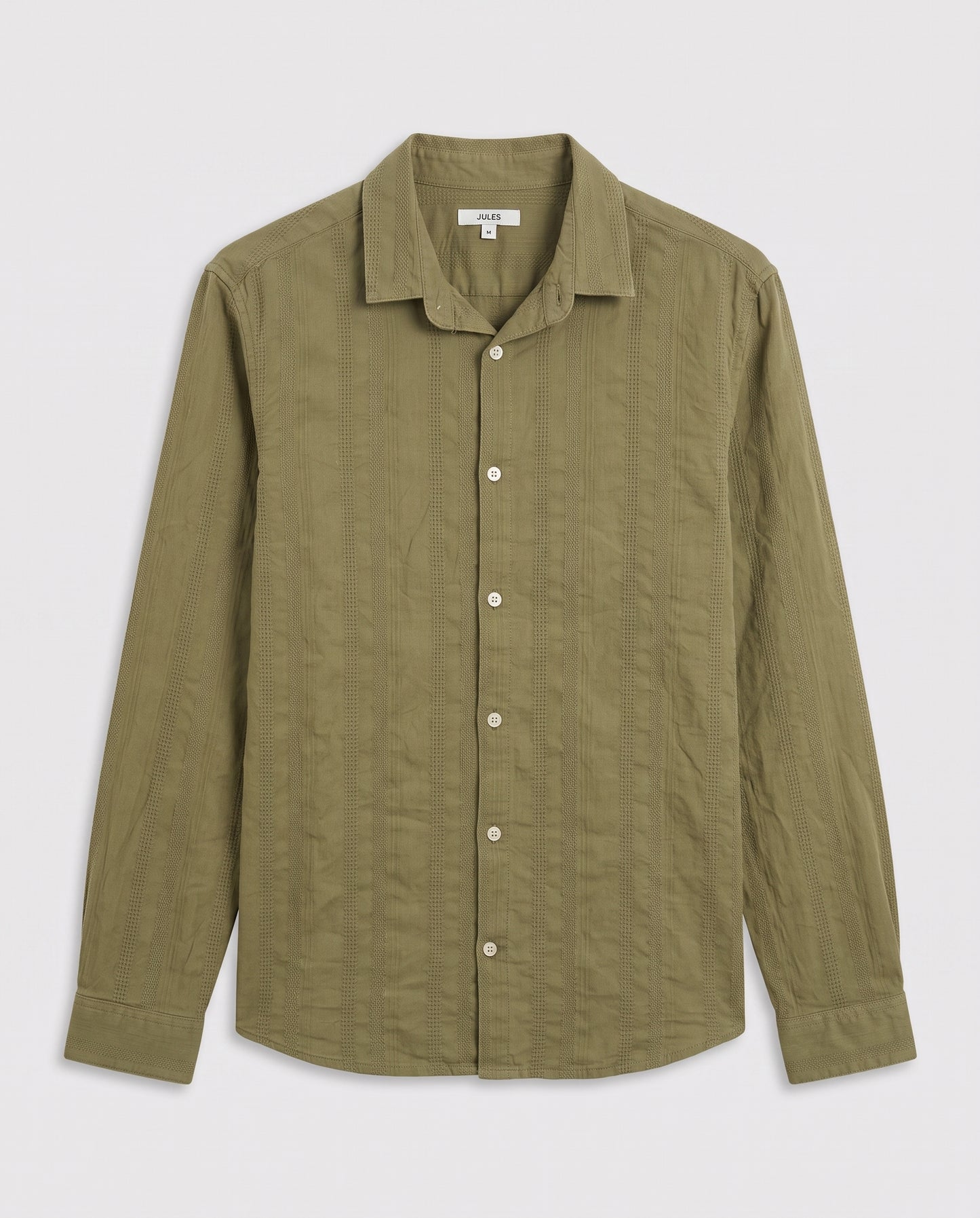 Chemise en coton matière texturée - Vert kaki