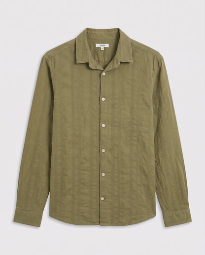 Chemise en coton matière texturée - Vert kaki