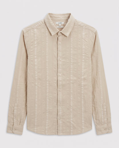 Chemise en coton matière texturée - Beige