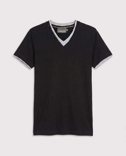 Teeshirt encolure en V boutons décoratifs