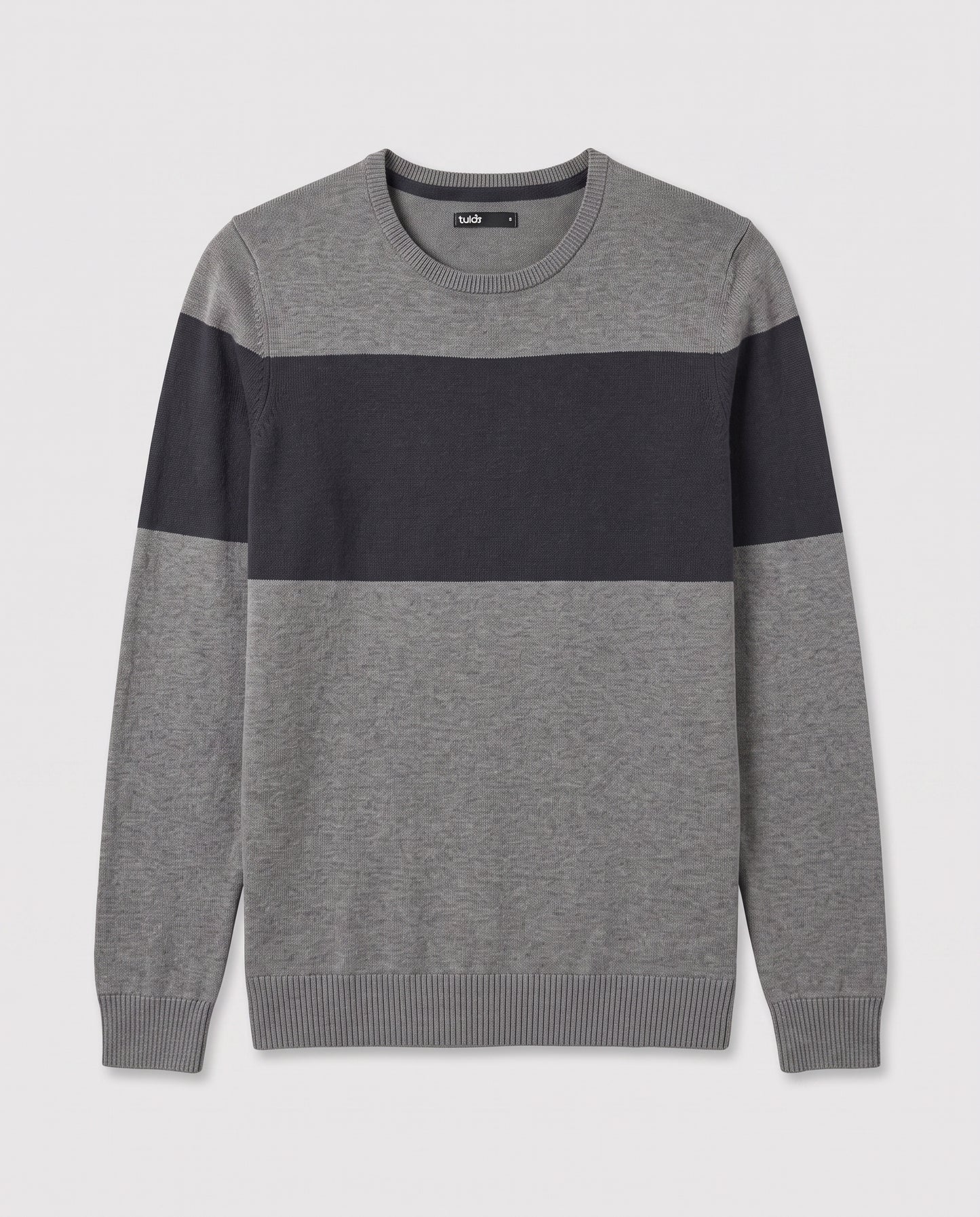 Pull gris rayure bleue marine - S