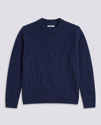 Pull tressé bleu