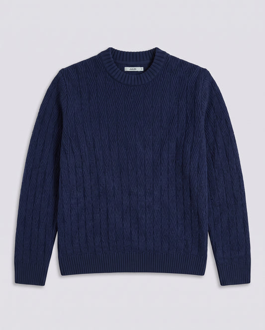 Pull tressé bleu