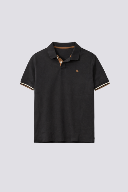 Polo piquée rayé sous col