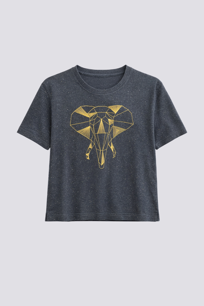 Tee shirt col rond motif origami éléphan