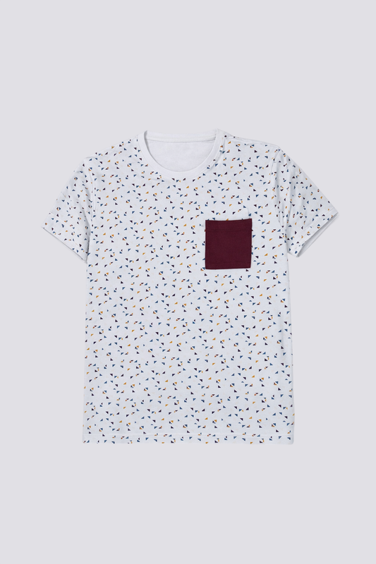 Tee shirt col rond imprimé géométrique