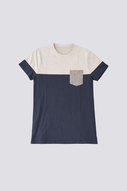 Tee-shirt col rond color block