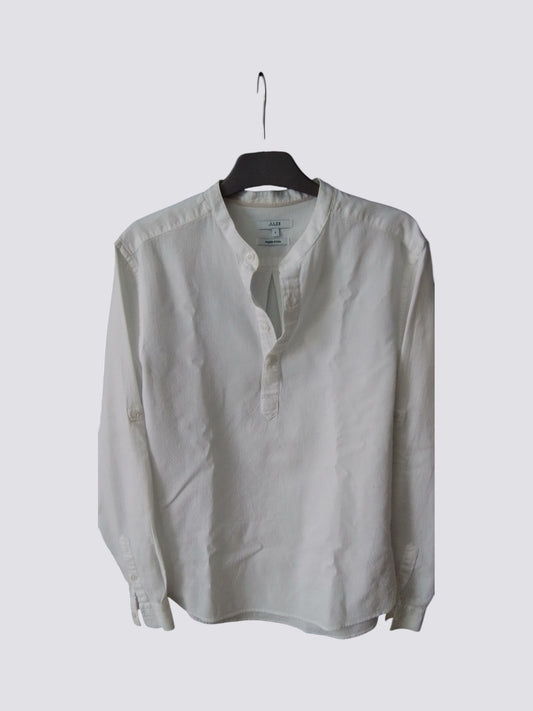 chemise sans col  manches longues blanche s
